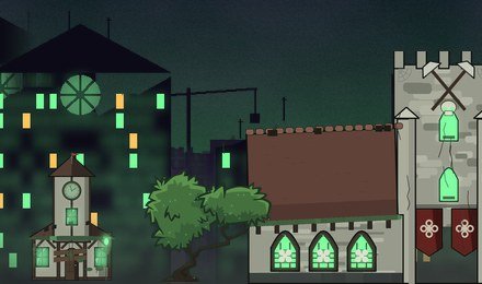 Zombie Haunted City EvoWorld texture pack — ruined city under a blood moon